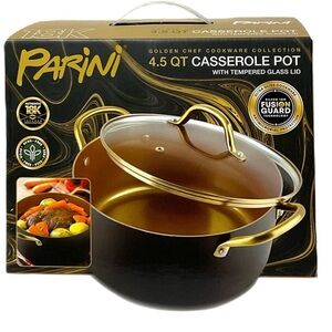 Parini 4.5 Quart Casserole Pot, 18K Golden Chef Cookware Collection,fusion guard